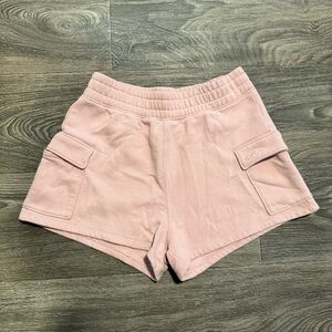 hollister ultra high rise pink fleece cargo sweat shorts
